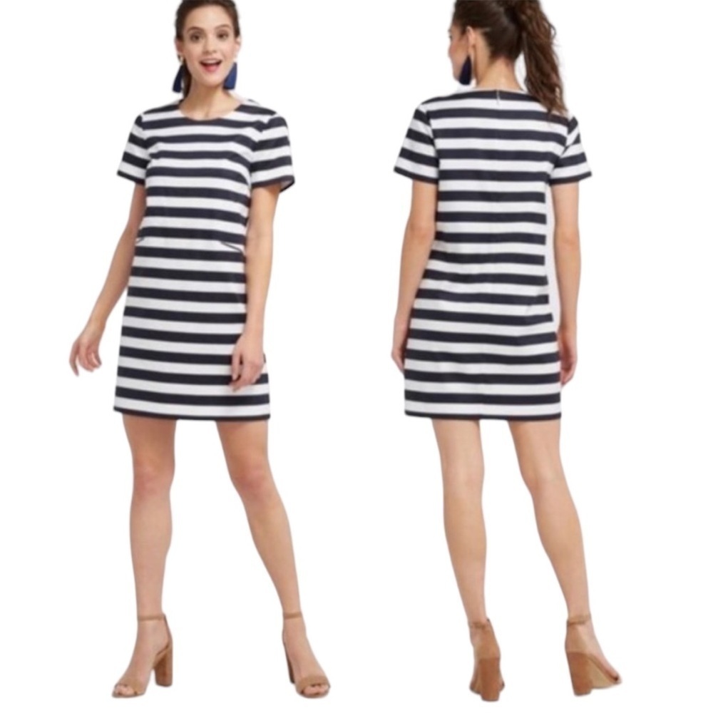 DRAPER JAMES Nassau Striped Shift Dress in Navy / White w/ Pockets Size 10